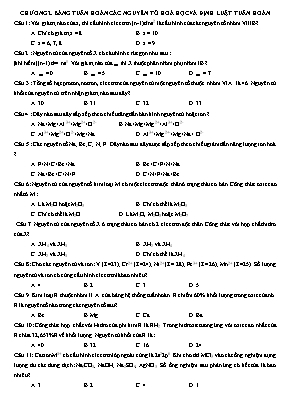 Chuyên đề Bảng tuần hoàn các nguyên tố hoá học và định luật tuần hoàn