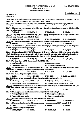 Đề kiểm tra tập trung môn: Hóa học 12 - Mã đề 415