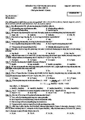Đề kiểm tra tập trung môn: Hóa học 12 - Mã đề