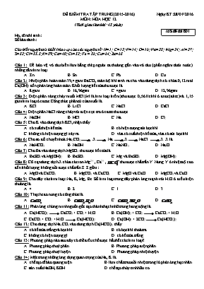 Đề kiểm tra tập trung môn: Hóa học 12 - Mã đề 801