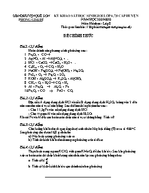Đề thi khảo sát học sinh giỏi lớp 6,7,8 cấp huyện Quế Sơn năm học 2009-2010 môn: Hóa học - lớp 8