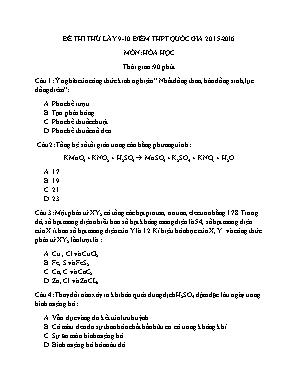 Đề thi thử lấy 9-10 điểm THPT quốc gia môn: Hóa học