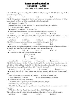Đề thi thử THPT Quốc gia môn Hóa học - Hồng 