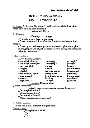 Giáo án Tiếng Anh 7 Unit 5: Work and play - P30 Lesson 5 B3