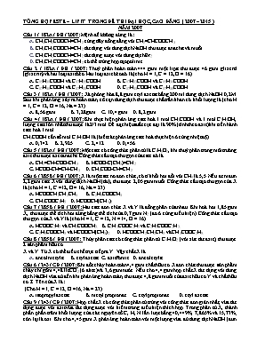 Tổng hợp Este – Lipit trong đề thi đại học, cao đẳng ( 2007 – 2015 )