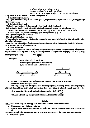 Bài ôn tập môn vật lý lớp 11 - Phần I: Điện h