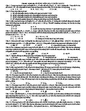 Câu hỏi và bài tập về dòng điện xoay chiều mã đề 321