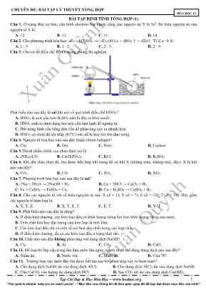 Chuyên đề: Bài tập lý thuyết tổng hợp Hóa học 12