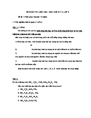 Đề kiểm tra môn Hóa học, học kỳ II, lớp 8 - Đề số 1