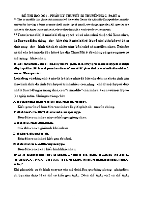 Đề thi IBO 2006 – Phần lý thuyết di truyền học, Part A