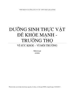 Dưỡng sinh thực vật để khỏe mạnh - Trường thọ