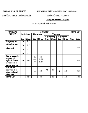 Kiểm tra tiết 68 - Môn Số học - lớp 6 (Đề 3)