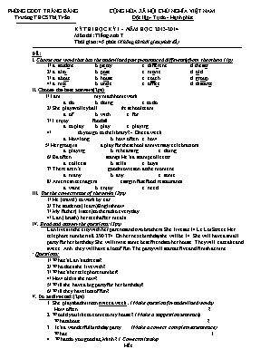 Kỳ thi học kỳ I - Năm học 2013 - 2014 môn thi