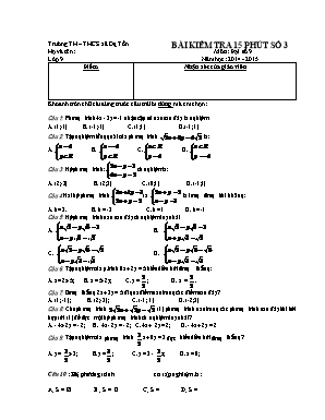 Bài kiểm tra 15 phút số 3 môn: Đại số 9 năm học: 2014 - 2015