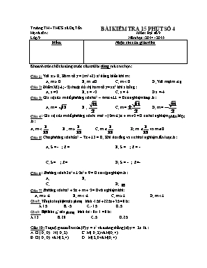 Bài kiểm tra 15 phút số 4 môn: Đại số 9 năm học: 2014 - 2015