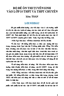Bộ đề ôn thi tuyển sinh vào lớp 10 thpt và thpt chuyên Môn: Toán học