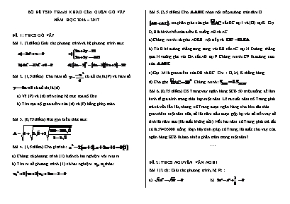 Bộ đề  tham khảo môn Toán lớp 10 năm học 2016 – 2017