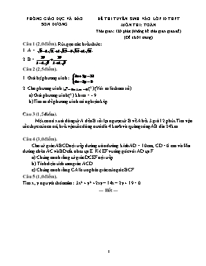 Đề 1 thi tuyển sinh vào lớp 10 thpt môn thi: Toán thời gian: 120 phút (không kể thời gian giao đề)