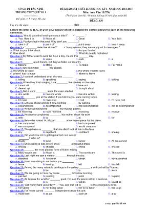 Đề 439 khảo sát chất lượng học kỳ I - Năm học 2014 - 2015 môn: Anh văn 11 - Thời gian làm bài: 90 phút, không kể thời gian phát đề