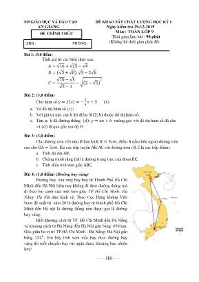 Đề khảo sát chất lượng học kỳ I môn : Toán lớp 9 thời gian làm bài : 90 phút (không kể thời gian phát đề)