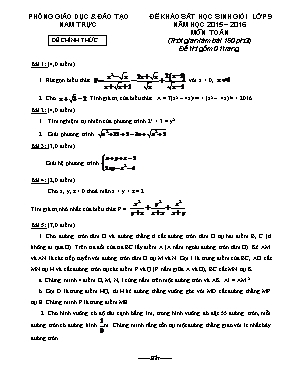 Đề khảo sát học sinh giỏi lớp 9 năm học 2015 – 2016 môn toán (thời gian làm bài 150 phút)