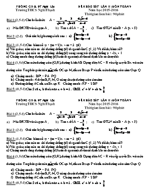 Đề khảo sát lần II môn toán 9 năm học 2015 - 2016 thời gian làm bài : 90 phút