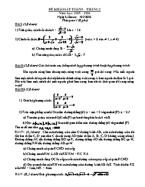 Đề khảo sát toán 9 – tháng 2 năm học : 2015 – 2016 thời gian: 120 phút