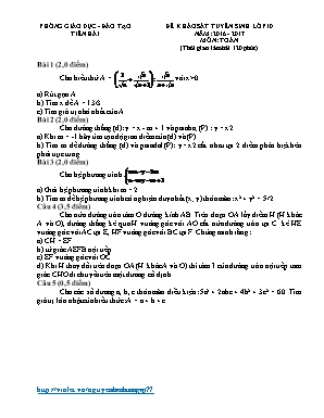 Đề khảo sát tuyển sinh lớp 10 năm: 2016 - 2017 môn: Toán (thời gian làm bài 120 phút)
