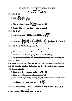 Đề kiểm tra chất lượng cuối học kì I môn : Toán 9 thời gian làm bài 120 phút