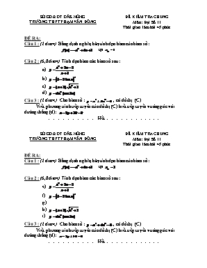 Đề kiểm tra chung môn: Đại số 11 thời gian 