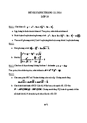 Đề olympic tháng 11 - 2014 - Môn Toán lớp 10