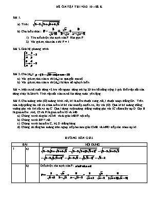 Đề ôn tập thi vào lớp 10 môn Toán - Đề số 8