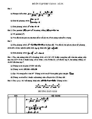 Đề ôn tập thi vào lớp 10 môn Toán - Số 29