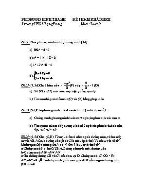 Đề tham khảo học kì II môn : Toán 9