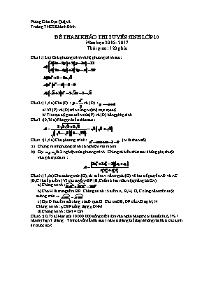 Đề tham khảo thi tuyển sinh lớp 10 năm học 2016 - 2017 thời gian : 120 phút