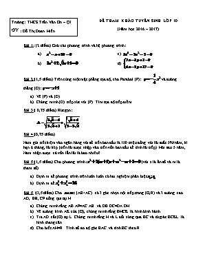 Đề tham khảo tuyển sinh lớp 10 (năm học 2016 – 2017) - Gv: Đỗ Thị Thanh Hiền