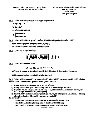 Đề tham khảo tuyển sinh lớp 10 năm học 2016 - 2017 môn: Toán thời gian: 120 phút