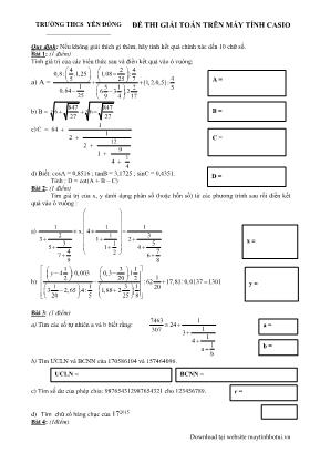 Đề thi giải toán trên máy tính casio lớp 9 môn toán