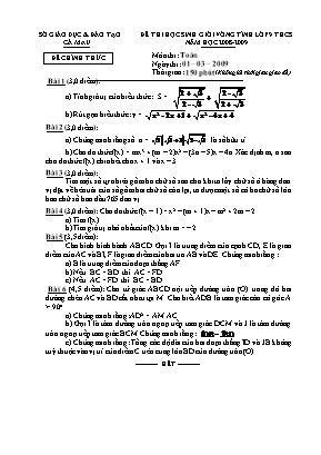 Đề thi học sinh giỏi vòng tỉnh lớp 9 thcs năm học 2008 - 2009 môn thi: Toán thời gian: 150 phút (không kể thời gian giao đề)