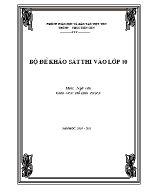 Đề thi khảo sát vào lớp 10 - Đề số 1 thời gian làm bài: 120 phút