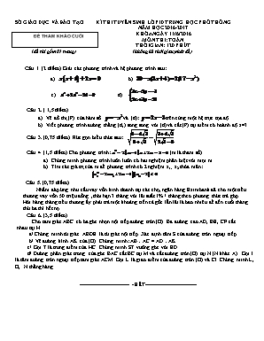 Đề thi Kì thi tuyển sinh lớp 10 trung học phổ thông năm học 2016 - 2017 môn thi: Toán 9 thời gian: 120 phút (không kể thời gian phát đề)