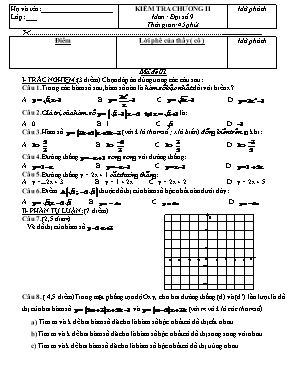 Đề thi Kiểm tra chương II môn : Đại số 9 thời gian: 45 phút