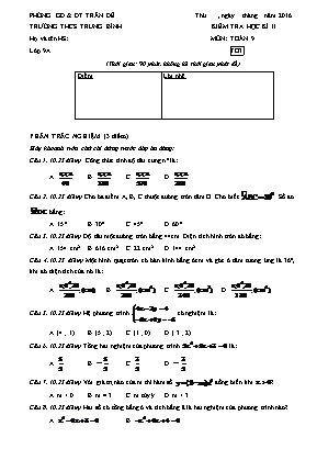 Đề thi Kiểm tra học kì II môn: Toán 9