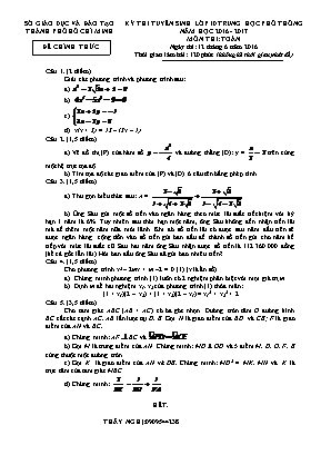 Đề thi Kỳ thi tuyển sinh lớp 10 năm học 2016 - 2017 môn thi: Toán thời gian làm bài: 120 phút (không kể thời gian phát đề)
