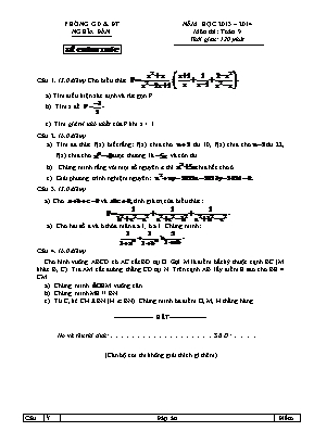 Đề thi Năm học 2013 – 2014 môn thi: Toán 9 thời gian: 120 phút
