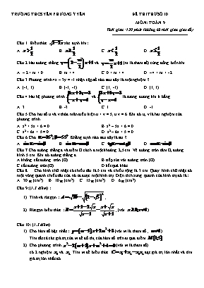 Đề thi thử số 10 môn: Toán 9 thời gian : 120 phút (không kể thời gian giao đề)