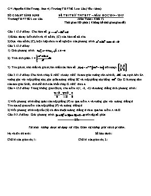 Đề thi thử tốt nghiệp thpt – năm học 2014 - 2015 môn toán – khối 12 thời gian 180 phút ( không kể thời gian giao đề)