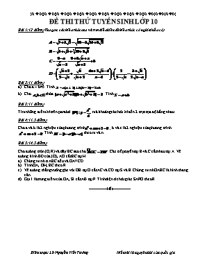 Đề thi thử tuyển sinh lớp 10 môn Toán học
