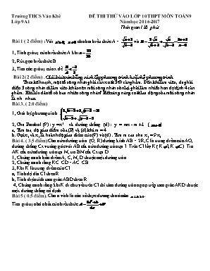 Đề thi thử vào lớp 10 thpt môn toán 9 năm học 2016 - 2017 thời gian 120 phút