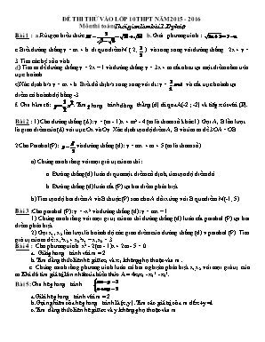 Đề thi thử vào lớp 10 thpt năm 2015 - 2016 môn thi toán (thời gian làm bài 120 phút)